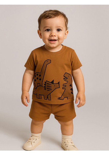 Dinozor Erkek Bebek T-Shirt Kaşkorse Şort Takım