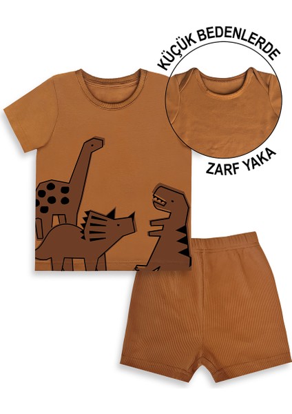 Dinozor Erkek Bebek T-Shirt Kaşkorse Şort Takım