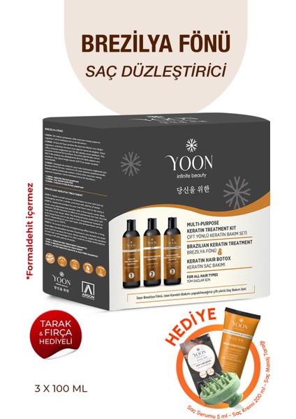 Brezilya Fönü & Keratin Saç Düzleştirme İşlemi Sağlayan ve Besleyen Çift Yönlü Yoğun Saç Bakım Seti