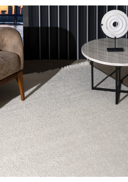 Azura İskandinav Salon Halısı Mutfak Halısı Yolluk Bukle Dokuma Halı Tozumaz Beyaz Halı AZR-07