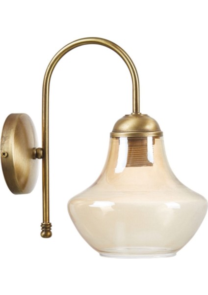 Şık Eskitme Bal Camlı Retro Duvar Aplikası, Beyaz Renk, E27 Duy Tipi, Dekoratif Aksesuar