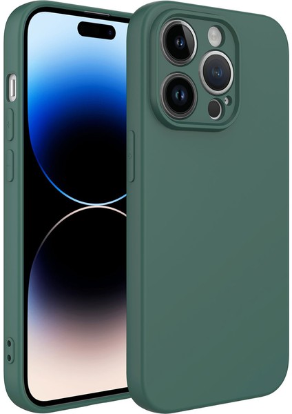 Apple iPhone 14 Pro Max Kılıf Rntc Kamera Korumalı Mara Laaakan Kapak-Koyu Yeşil