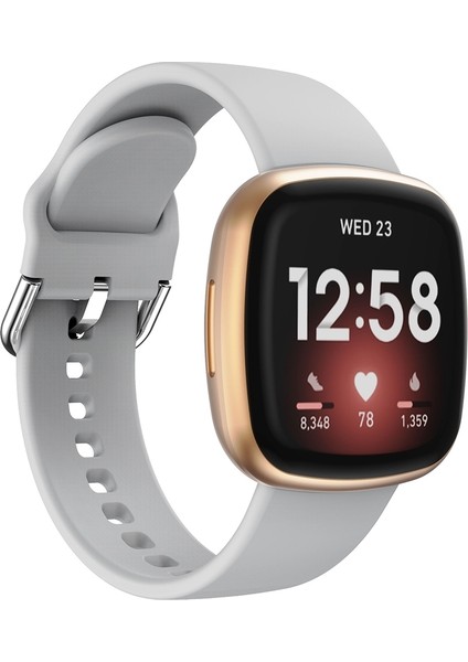 Fit Versa 3 Silikon Kordonlu Saat Gri Için (Yurt Dışından)