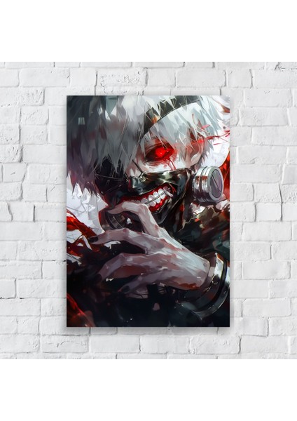Anime Metal Poster Parlak Göz Alıcı Renkler - Kaneki'nin Karanlık Dönüşümü