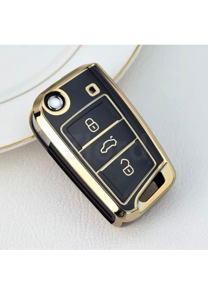 Seat Leon Fr Ibiza 2017+ Ateca Arona Siyah-Gold Sustalı Anahtar Kılıfı fiyatları