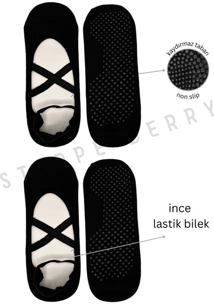 2 Çift Çapraz Bantlı Premium Pilates Ve Yoga Çorabı