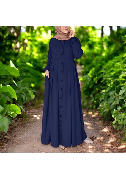 Tam Boy Tesettür Keten Elbise