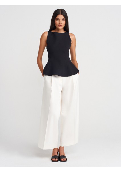 50856 Kayık Yaka Peplum Bluz-Siyah fırsatları