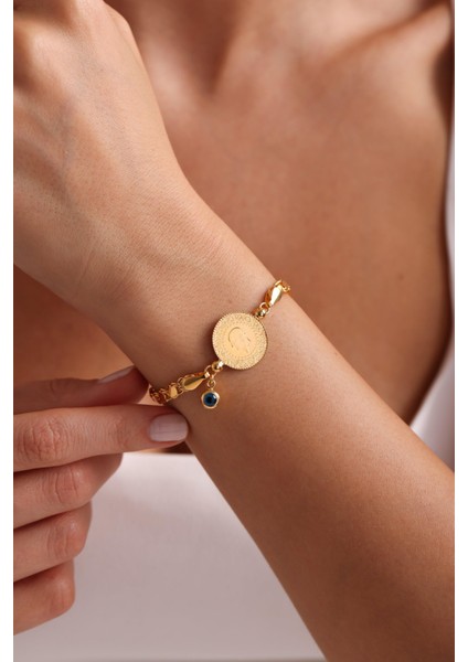 14 Ayar Pullu Çeyrekli Bileklik