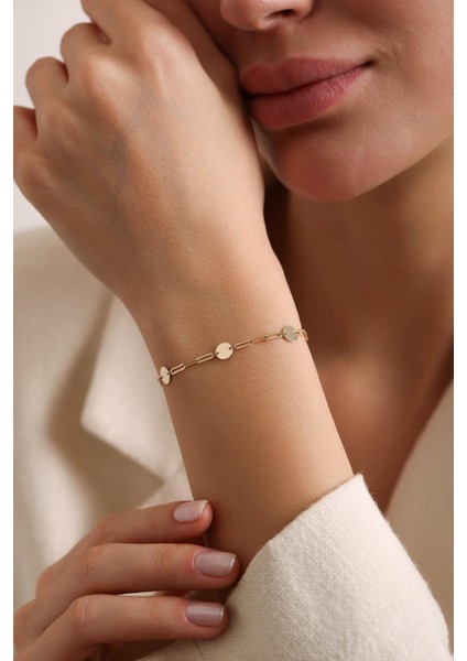 14 Ayar Pullu Ataç Altın Bileklik