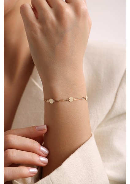 14 Ayar Pullu Ataç Altın Bileklik fiyatları