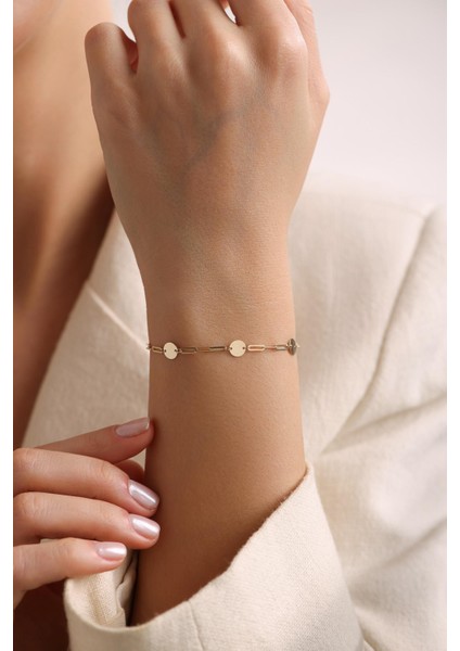 14 Ayar Pullu Ataç Altın Bileklik modelleri