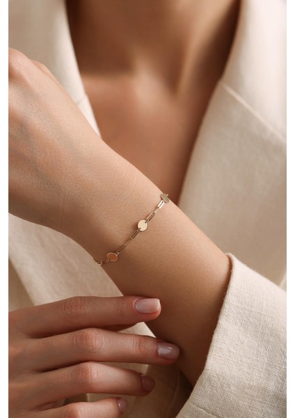 14 Ayar Pullu Ataç Altın Bileklik fırsatları