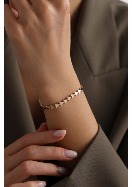 14 Ayar Üçgen Sıralı Altın Bileklik fiyatları