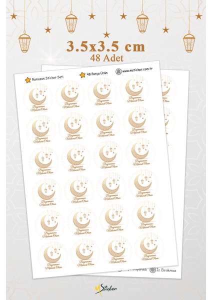 Iyi Bayramlar Stickerı 48 Adet Hediye Paketi Bayram Tebrik Stickerı Sudan Etkilenmez Folyo