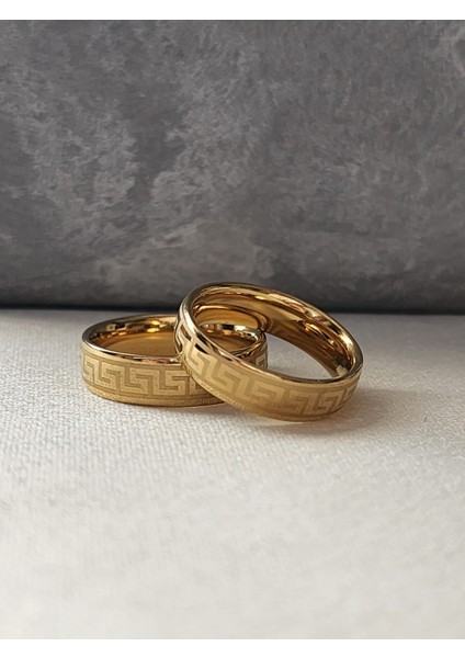 Alyans Yüzük Gold Çelik 5mm