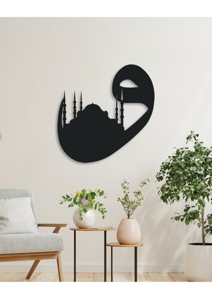 Vav Harfi Içinde Sultan Ahmet Camii Temalı Metal Duvar Tablosu