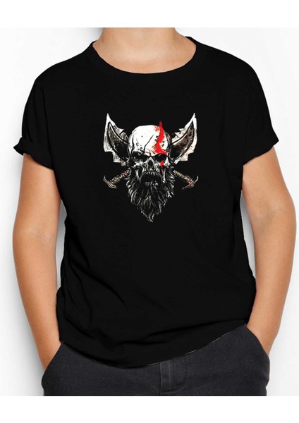 God Of War Skull Kratos Siyah Çocuk Tişört