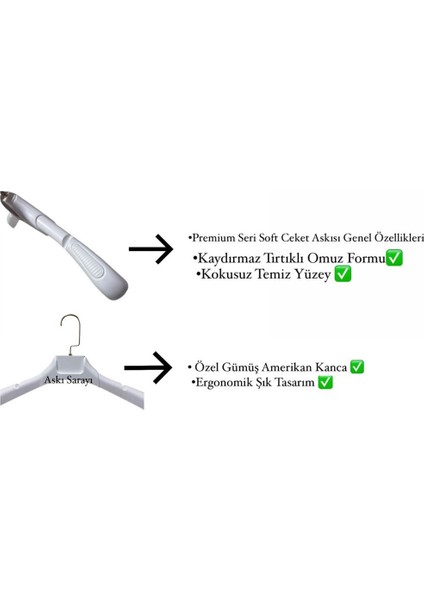 Premium Seri Elbise ve Gömlek Askısı Ceket ve Mont Askısı Özel Amerikan Kanca 12 Adet indirimleri