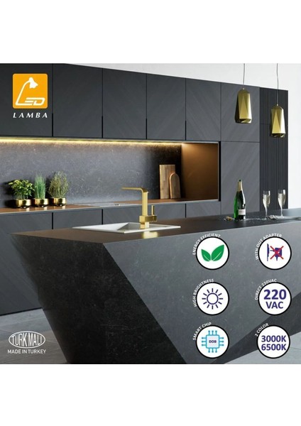 Gri 50cm LED Mutfak Tezgahı Işığı, Şeffaf Kapak, Alüminyum, E27 Duy, Parlak ve Şık fiyatları