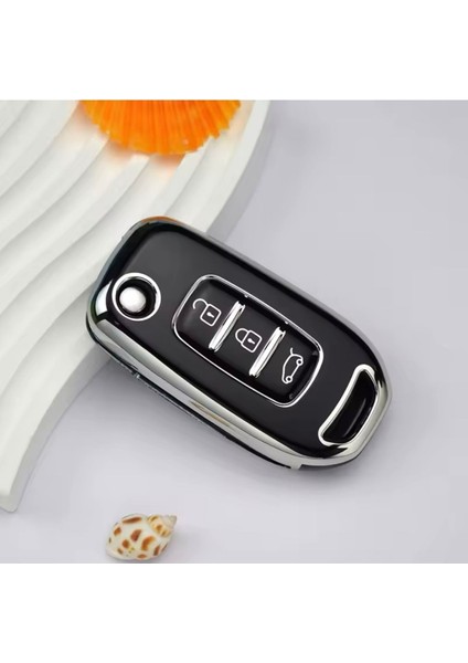 Renault Kaleos Sustalı Anahtar Kılıfı Siyah-Silver fiyatları