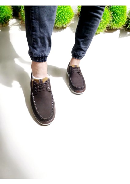 Erkek Günlük Nubuk Deri Bağcıklı Ortopedik Ayakkabı