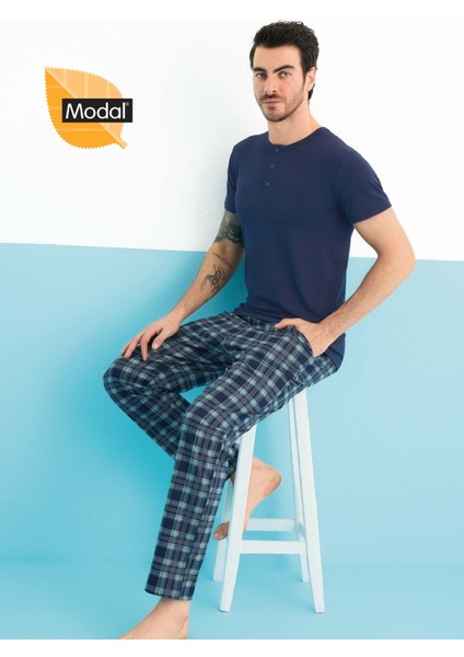 Aydoğan Şık Lacivert Modal Erkek Pijama Takımı