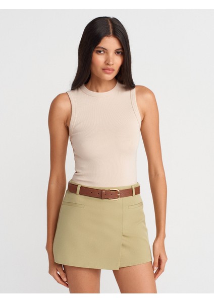81059 Kemerli Kruvaze Şort Etek-Çağla fırsatları