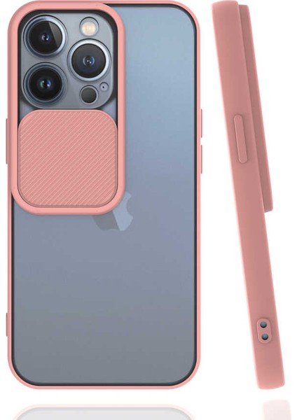 iPhone 13 Pro Kılıf Rntc Lensi Kapak-Pembe Açık