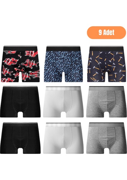 Erkek 9'lu Likralı Boxer Seti
