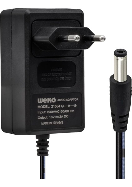16 Volt - 2 Amper 5.5*2.5 Uçlu Yerli Üretim Power Jacklı Santral Adaptörü (4887)