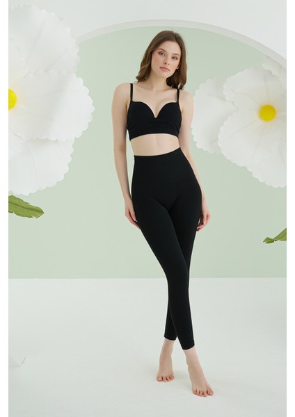 Siyah Dikişsiz Yüksek Bel Toparlayıcı Tayt modelleri