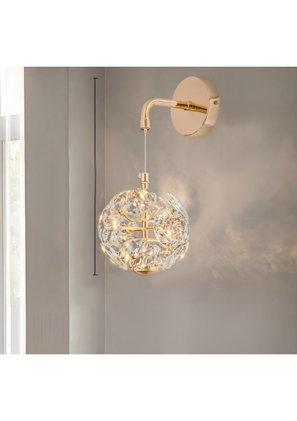 Luxury Exclusive Crystal LED Aplik Kristal Taşlı Aplik Gold Sarı Kademeli 3 Renk