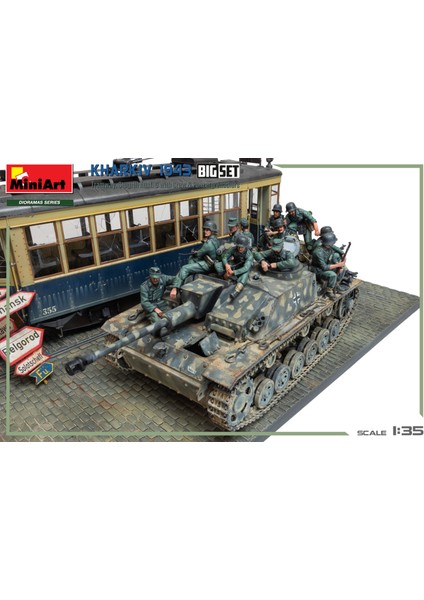 36067 1:35 Kharkiv 1943: Tramvay ve Stug. Iıı Ausf. Mürettebatla Birlikte G. Büyük Set