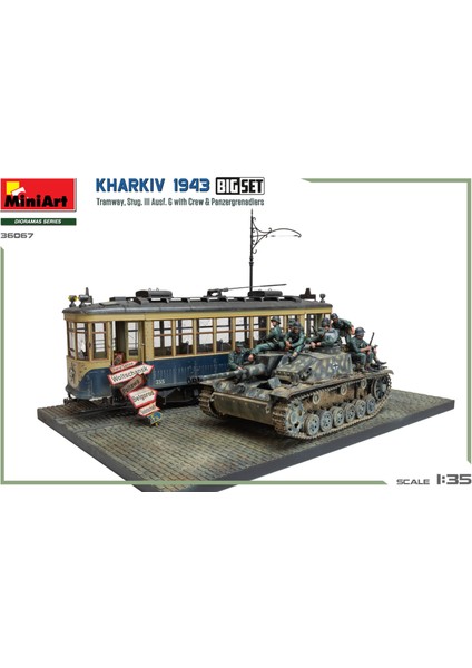 36067 1:35 Kharkiv 1943: Tramvay ve Stug. Iıı Ausf. Mürettebatla Birlikte G. Büyük Set