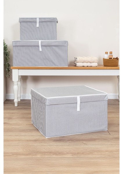 Kapaklı Çok Amaçlı Çamaşır-Saklama-Düzenleme Vb.hurç, Kutu 50 x 40 x 30 - Maxi Model Kutu - Gri