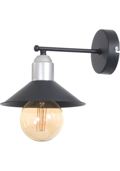 Modern Siyah Gri Metal Duvar Aplik, E27 Duy, Şık ve Minimal Tasarım