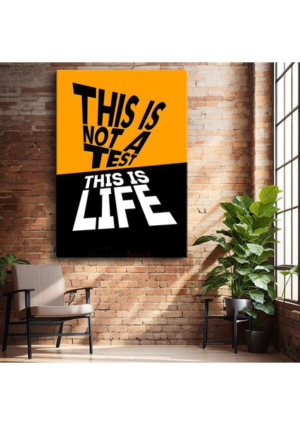 This Is Not A Test This Is Life - Kontrast Renkli Motivasyon Kanvas Tablo