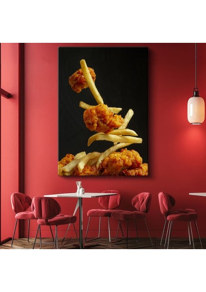 Çıtır Tavuk ve Patates - Havada Asılı Fast Food Ziyafeti Kanvas Tablo