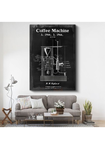 Kahve Makinesi - Retro Içecek Hazırlayıcı Kanvas Tablo