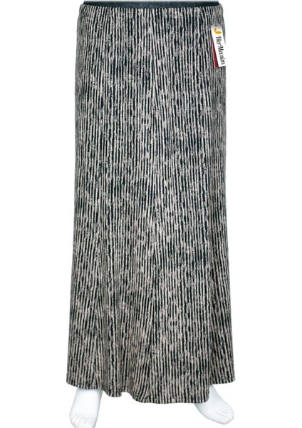 Hesna Kadın Betül 8 Parça Lastikli Astarsız Siyah Etek Desen 32