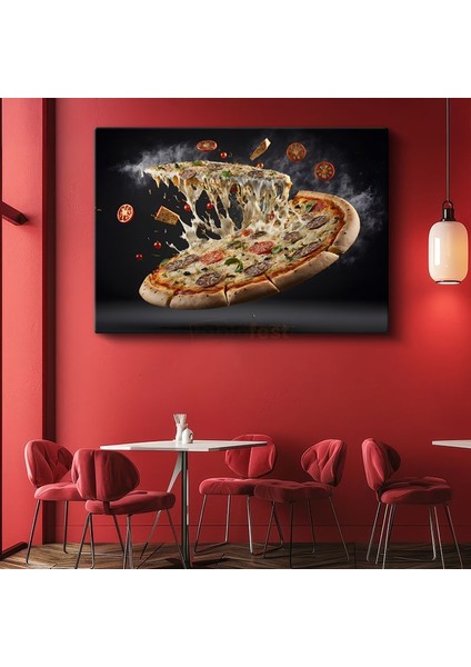 Italyan Pizzası - Uzayan Peynir Lezzeti Kanvas Tablo