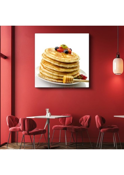Pancake Kulesi - Ballı Meyve Süslemeli Kanvas Tablo