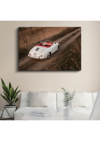 Porsche 356 Speedster - Beyaz Klasik Üstü Açık Spor Otomobil Kanvas Tablo