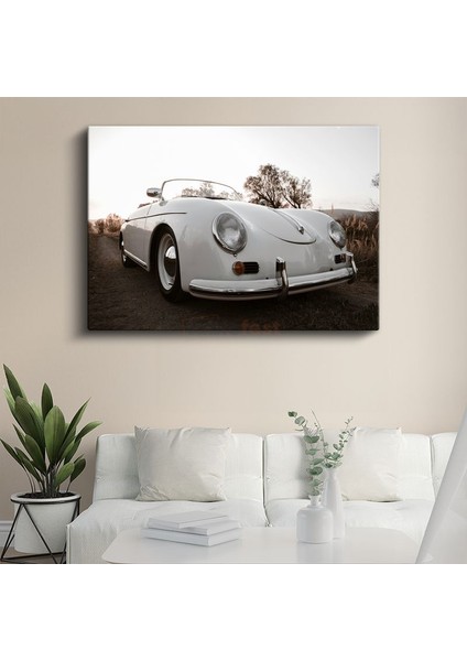 Porsche 356 - Beyaz Klasik Alman Roadster Kanvas Tablo