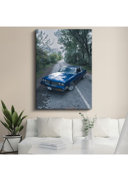 Oldsmobile Cutlass - Mavi Klasik Amerikan Otomobili Kanvas Tablo