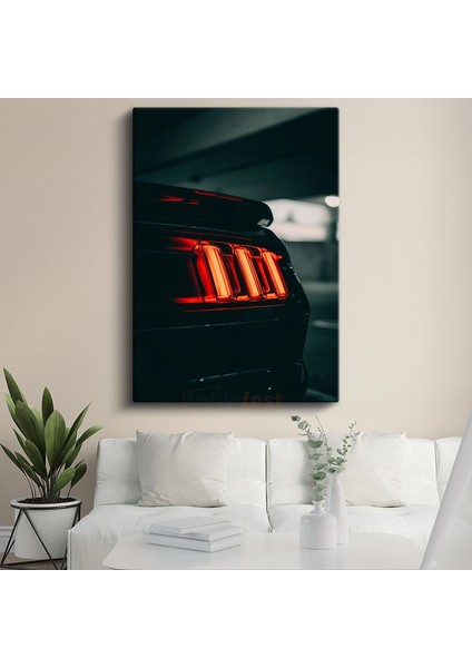 Ford Mustang - Karanlıkta Parlayan Üçlü Stop Lambaları Kanvas Tablo