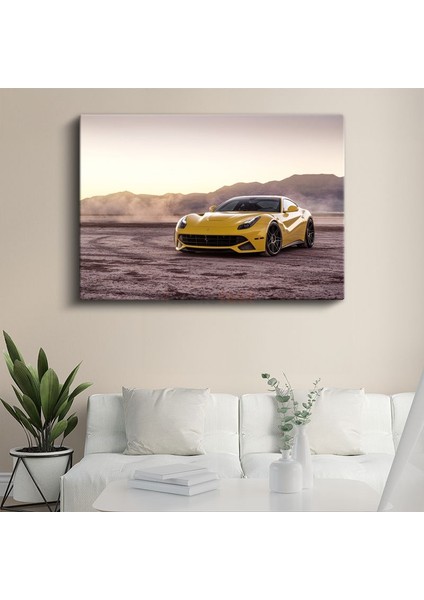 Ferrari F12 Berlinetta - Italyan Süper Otomobil Sarı Renk Kanvas Tablo