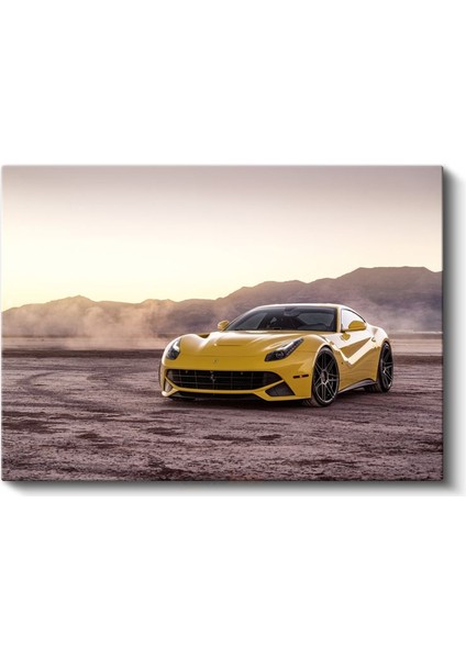 Ferrari F12 Berlinetta - Italyan Süper Otomobil Sarı Renk Kanvas Tablo fiyatları