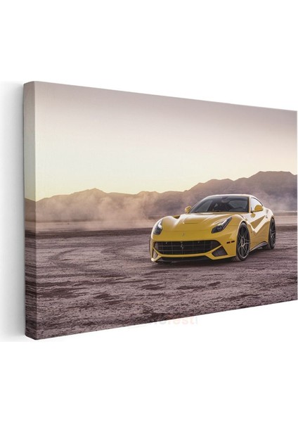 Ferrari F12 Berlinetta - Italyan Süper Otomobil Sarı Renk Kanvas Tablo modelleri